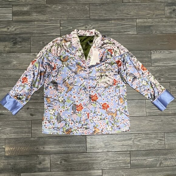 NWT $248 HAH X Free People Haht Satin Eco Pajama Set XL Violet Queen Fisher - Picture 4 of 16